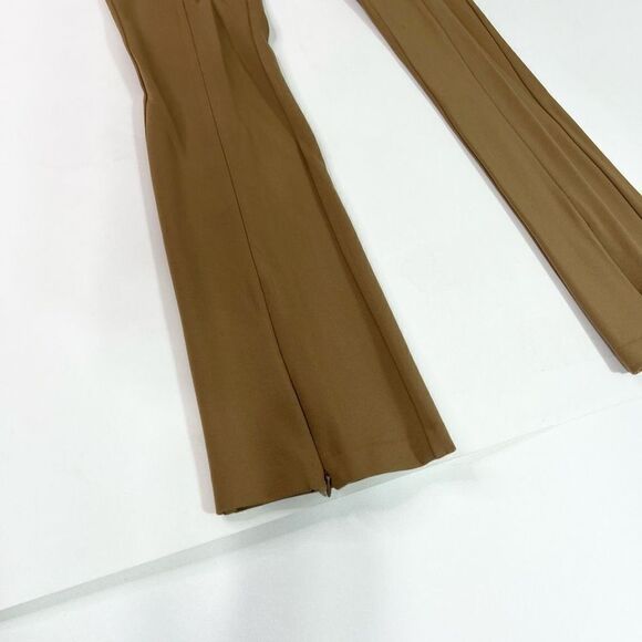 J. Crew Mario Bellucci Flare Pants Womens Tan XS Zippered Bell Bottom High Rise - Picture 4 of 13